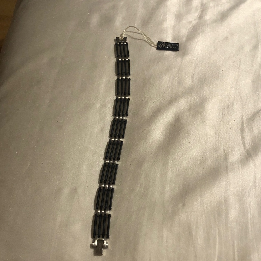 Black Mens Link Bracelet - Brand:Rochet Roma